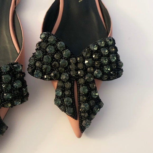 Angela Chiara Venezia Pointed Bow Flats in Pink Pastel with Embellished Details - Picture 5 of 10